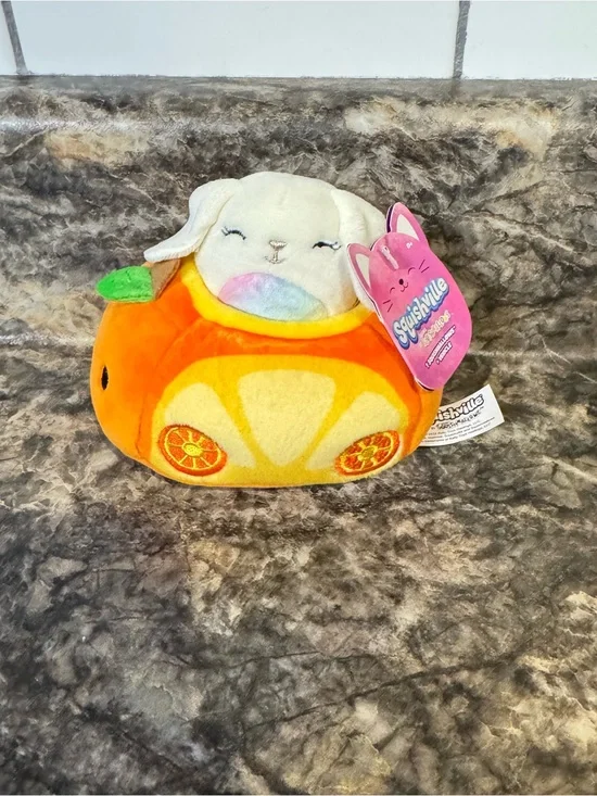Squishmallows Orange and White Fruit Bunny Plush