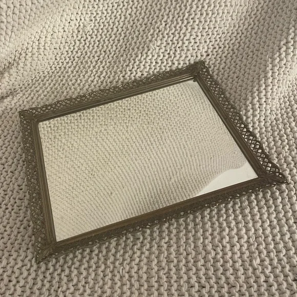 brass framed mirror / tray