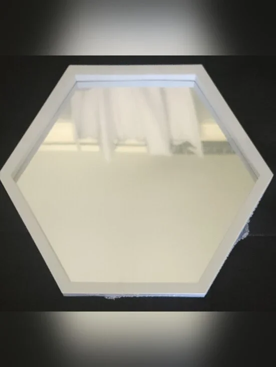 Hexagon Wall Mirror with White Frame