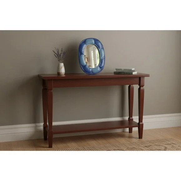 Blue Scalloped Ceramic Tabletop Mirror Oval Petal Border Vanity Decor 8.25in