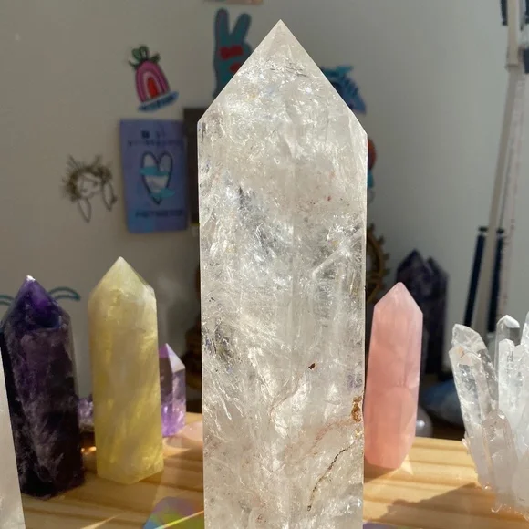 Clear quartz tower. CHUNKY! 6 inches tall! Full of SPARKLES!Crown chakra crystal