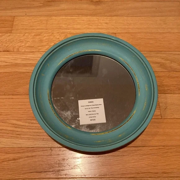 NWT Hobby Lobby Distressed Blue Round Mirror
