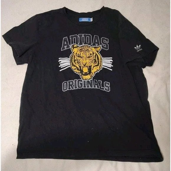 Adidas Originals Black‎ T Shirt Men's Size XXL Tiger Short Sleeve 3 Leaf FF