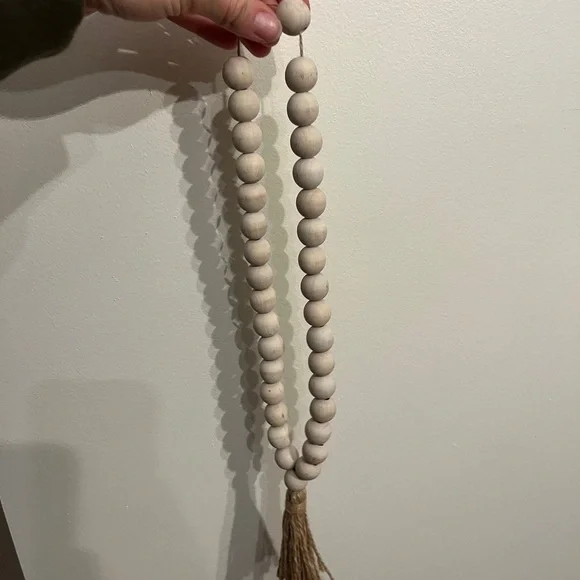 Farmhouse Wooden Bead Garland with Tassel