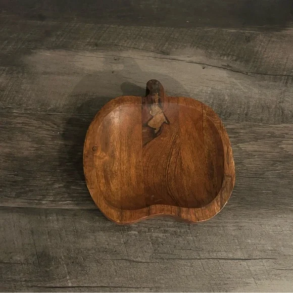 Hobby Lobby Mini Pumpkin Dough Bowl Wood Carved Fall Table Decor 6” NEW