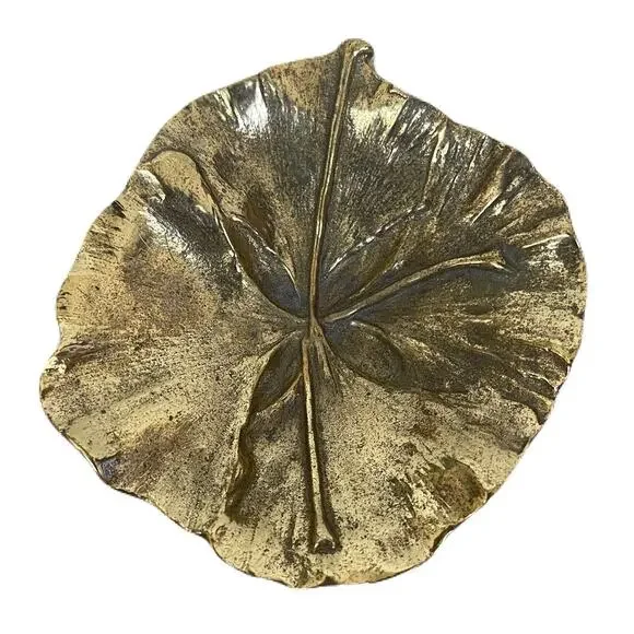 Vintage 1951 Virginia Metalcrafters Brass Gingko Leaf Dish