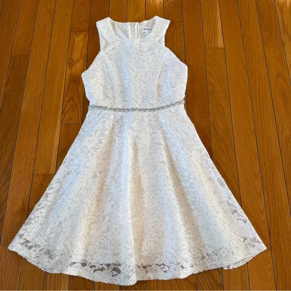Speechless Sleeveless A-line Party Dress Rhinestone Lace Glitter Girls Sz 7