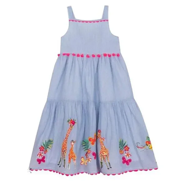 RARE EDITIONS Toddler Girls Size 2 Safari Animal Border Cotton Sundress Excellen