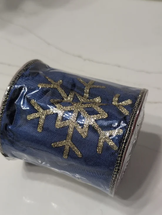 Beautiful Blue With Glittery Gold Snowflakes 4