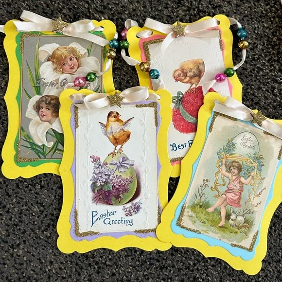 Easter 1900s vintage postcards repurposed Holiday garland