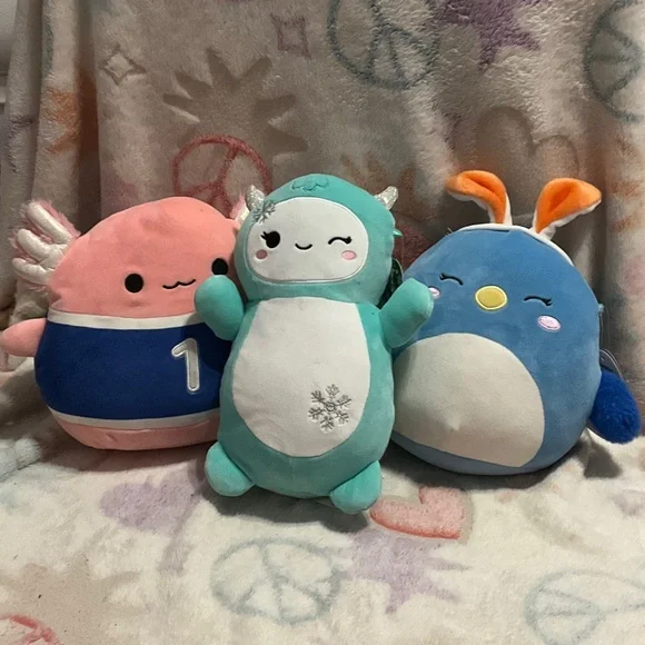 Squishmallows Plush Toy Trio -‎ Pink, Green, Blue