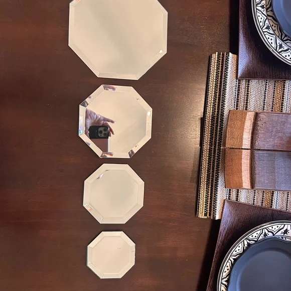 Octagonal Glass Mirror Trivet/DisplaySet