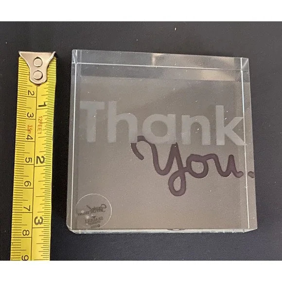 Crystal Reflections Thank You Block Square Perfect Giftable Pre-owned 3x3