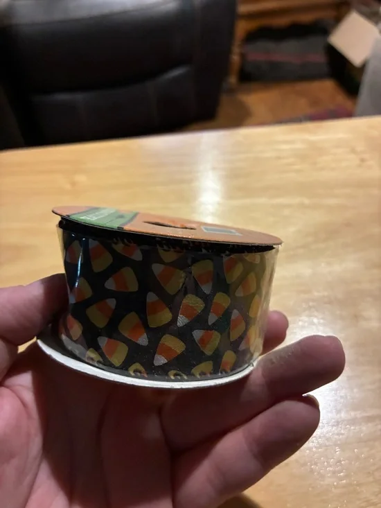 Candy Corn Pattern Ribbon - Black Background