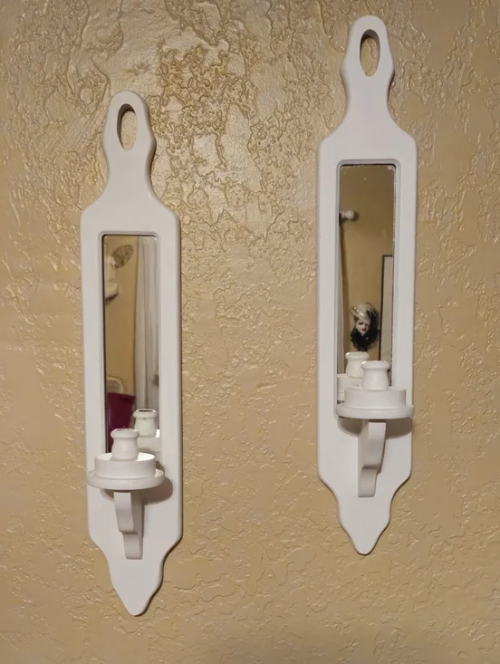 Vintage Cornwall Wood Wall Mirror Sconce with Candle Holder