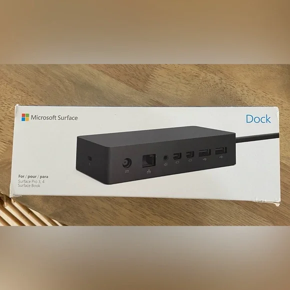 Microsoft Surface Dock in Black with Blue Packaging