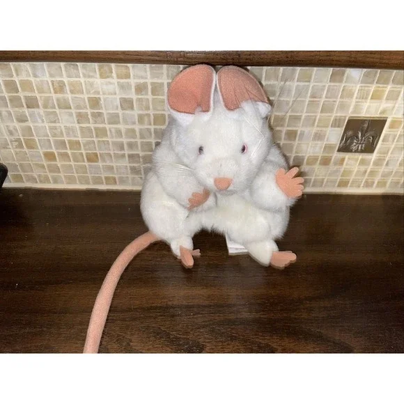 Folkmanis hand Puppet White Mouse Rat Plush Animal Long Tail 7