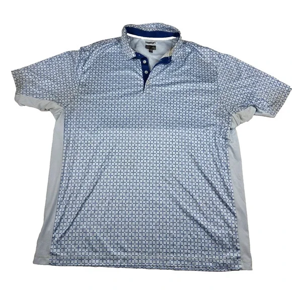 Adidas‎ Golf Polo XL Blue Geo Grid Climacool