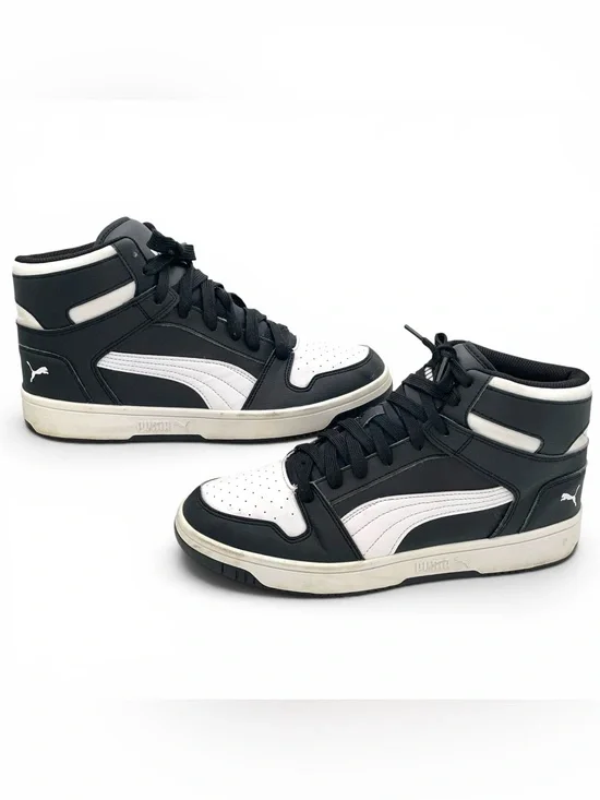Puma Rebound LayUp Mid Black White Sneakers Men’s 10.5