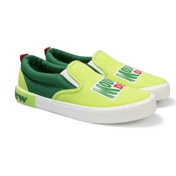 Mountain Dew Slip‎ On Sneakers Shoes Men's Sz 12 Green Yellow Classic Colors