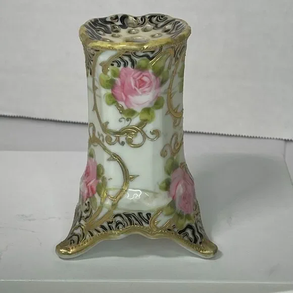 Antique Nippon hat pin holders. Hand painted gold gilding.