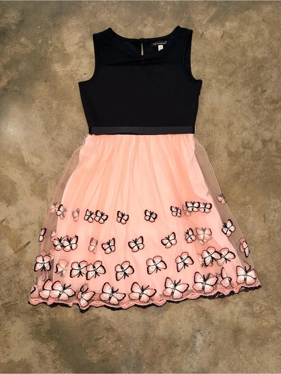 Xtraordinary Girls Pink Butterfly Tulle Party Dress Size 12