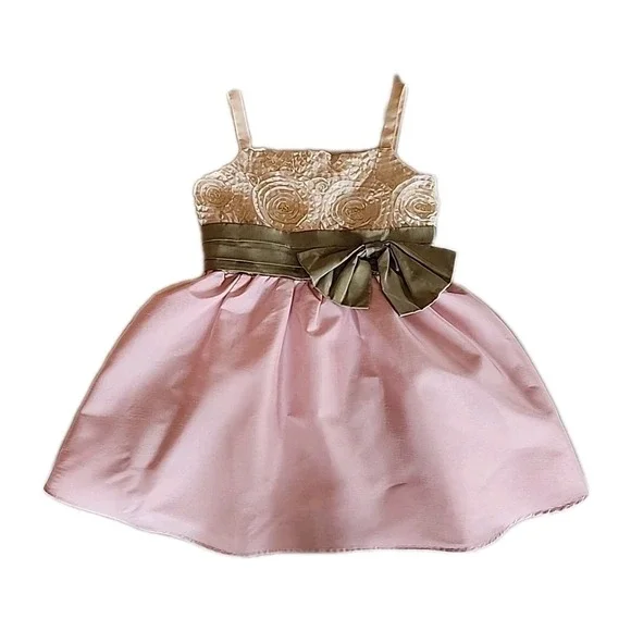 Dorissa Toddler Girl Fit Flare Dress 2T Pink Taffeta Flower Girl Wedding Event‎