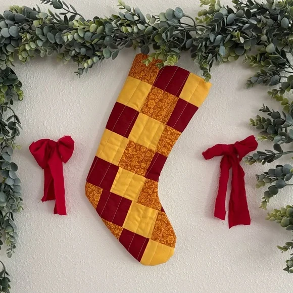 Festive Red and Yellow Holiday Stocking