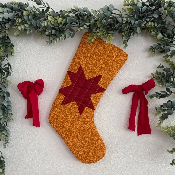 Festive Orange and Red Holiday Stocking