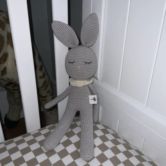 Crochet Bunny Rabbit Plush Rattle Baby Stuffed Animal Toy‎ Nursery Mali Wear