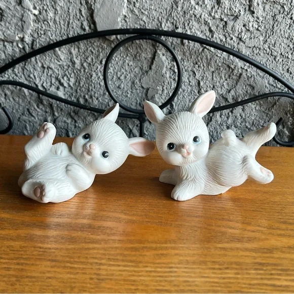 Homco White Bunny Figurines