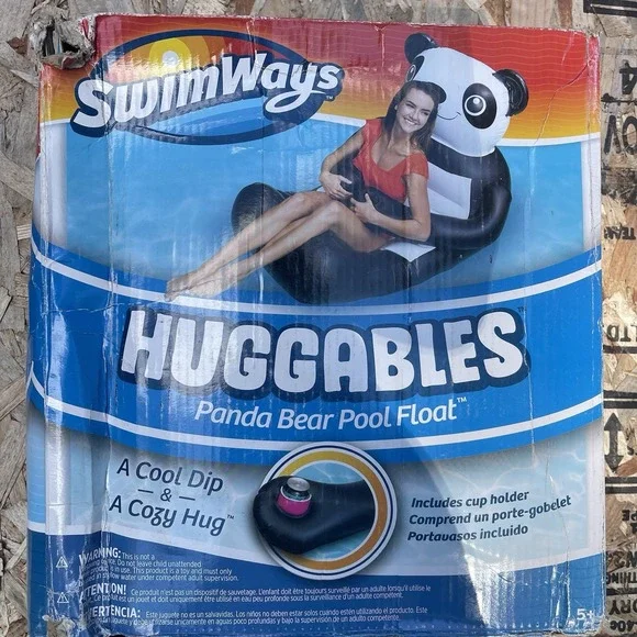 Swim Ways Huggables Panda‎ Bear Oversized Float. LITTLE DISTRESSED Box Shed