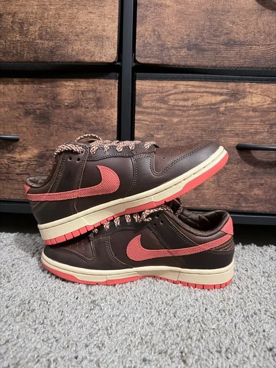 Nike Brown and Coral Low-Top Sneakers