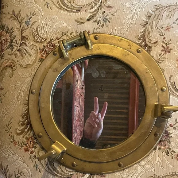 Vintage Round Brass Porthole Mirror