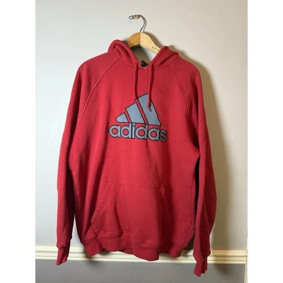 Adidas Logo Pullover Hoodie Red and‎ Gray mens large