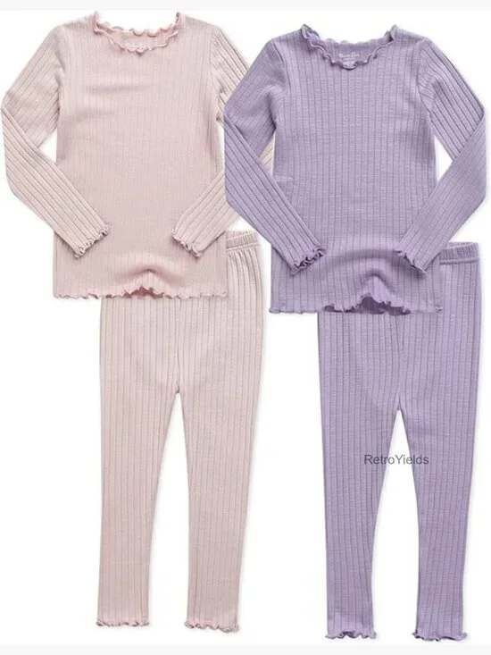 Kids Soft Modal Tencel Pajama Set - 2pc/4pc Long Sleeve Sleepwear