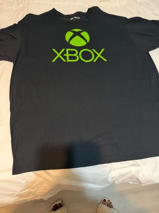 Microsoft Black Tee with White Printed Xbox Care Label