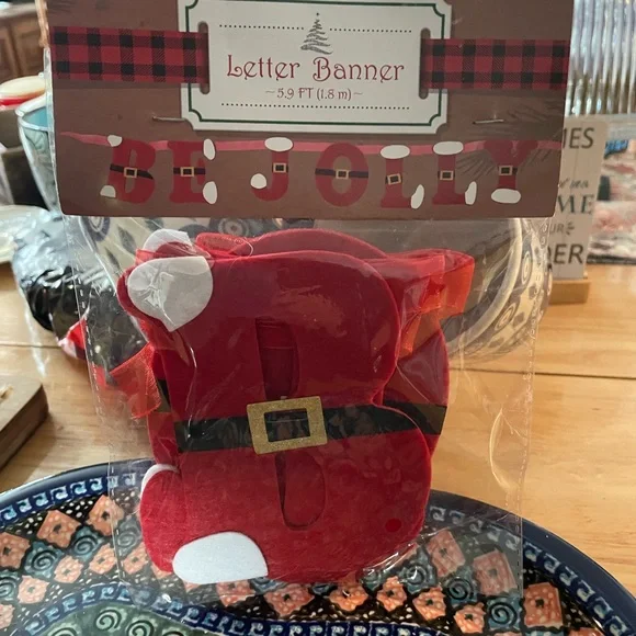 Perfect for Christmas!! Felt Christmas, “Be Jolly” Santa Suit Red Letter Banner
