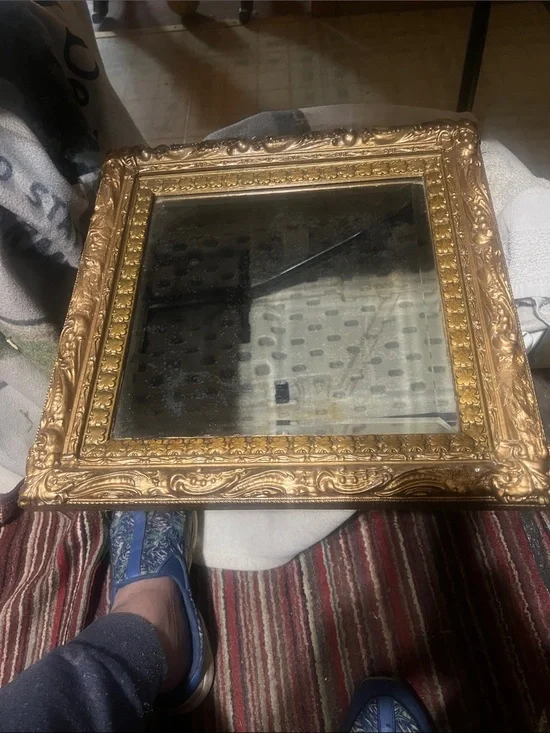 Antiques Gold Ornate Square Wall Mirror - Decorative Home Accent