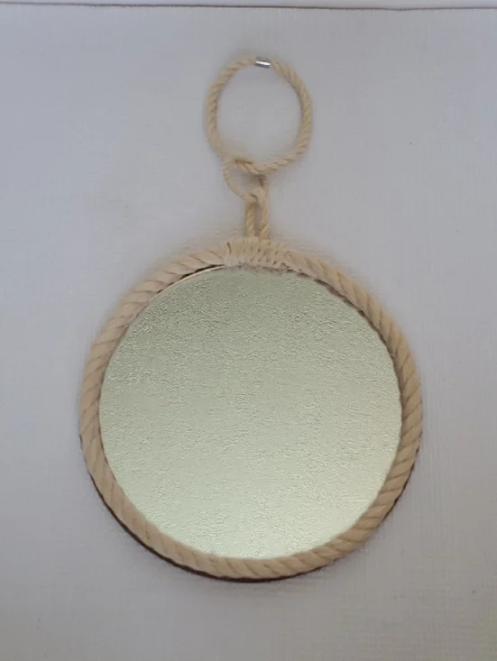 White Jute Twisted Rope Framed Hanging Mirror 8.75