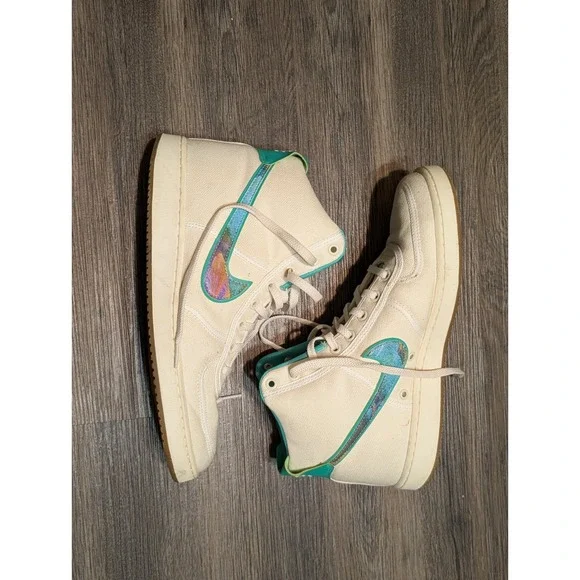 Nike Vandal High Supreme QS Sail White Teal Iridescent Mens 10 AQ5643-100