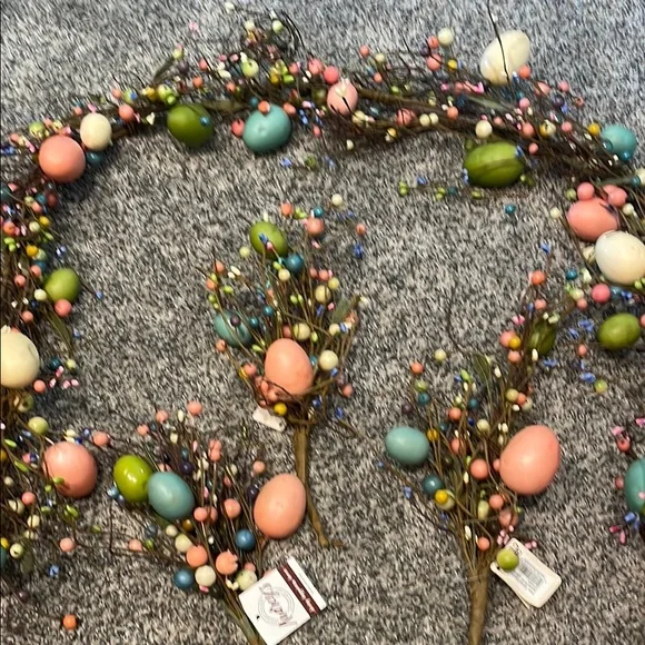 Colorful Easter Egg Garland and Picks Set of 3 items