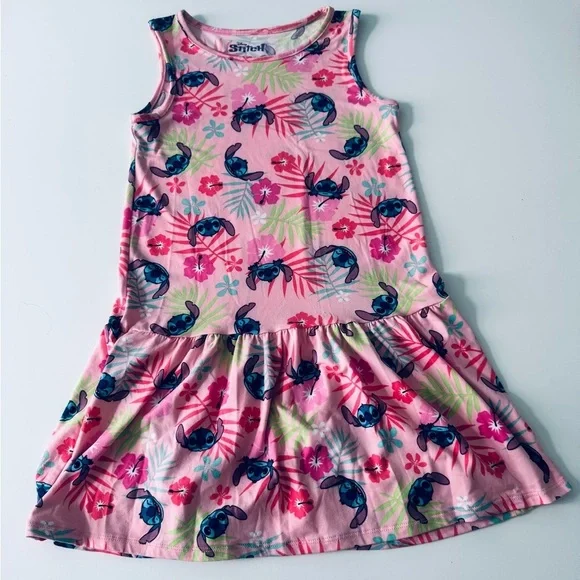 Disney Pink Stitch Floral Dress