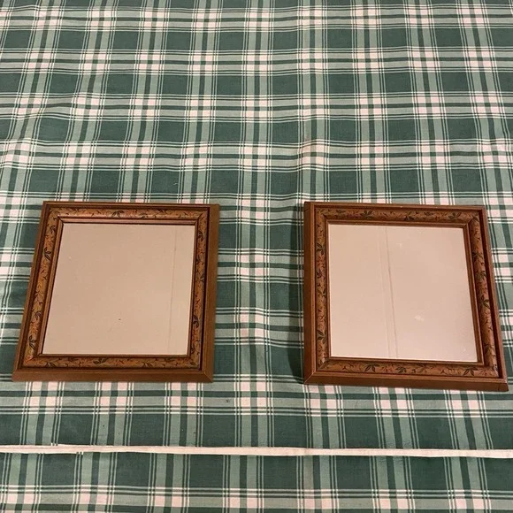 Vintage Home Interiors Floral Framed Mirrors Set of 2 Wall Decor 7.5