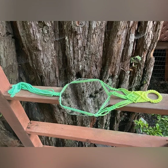 Hanging Green Ombré Macrame Mirror