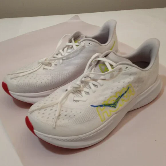 HOKA ONE ONE MACH 6 RUNNNG SHOE WHITE MEN SIZE 13 NEW