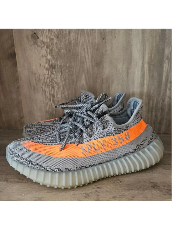 Adidas Yeezy Boost Gray Orange SPLY-350 Sneakers Mens 7.5 Womens 8.5