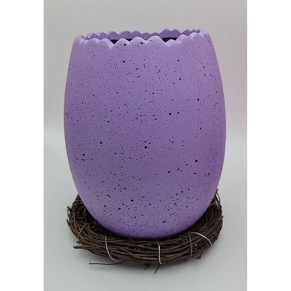 Speckled Purple Eggshell Nest Easter Planter/Vase Ceramic 6
