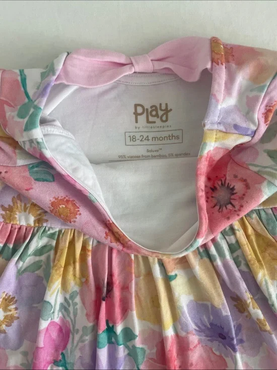 Little Sleepies Play Pink Floral Long Sleeve Twirl Dress 18-24M (VGUC)