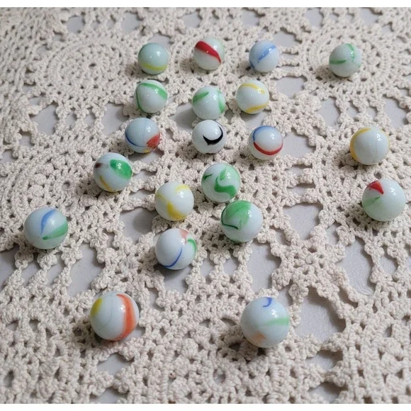 Set of 20 miscellaneous marbles. 1/2 Inch